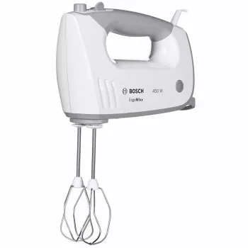 Batedeira Bosch MFQ36480 – 450 W, 5 velocidades com turbo, cinzento/branco, batedores e ganchos para amassar