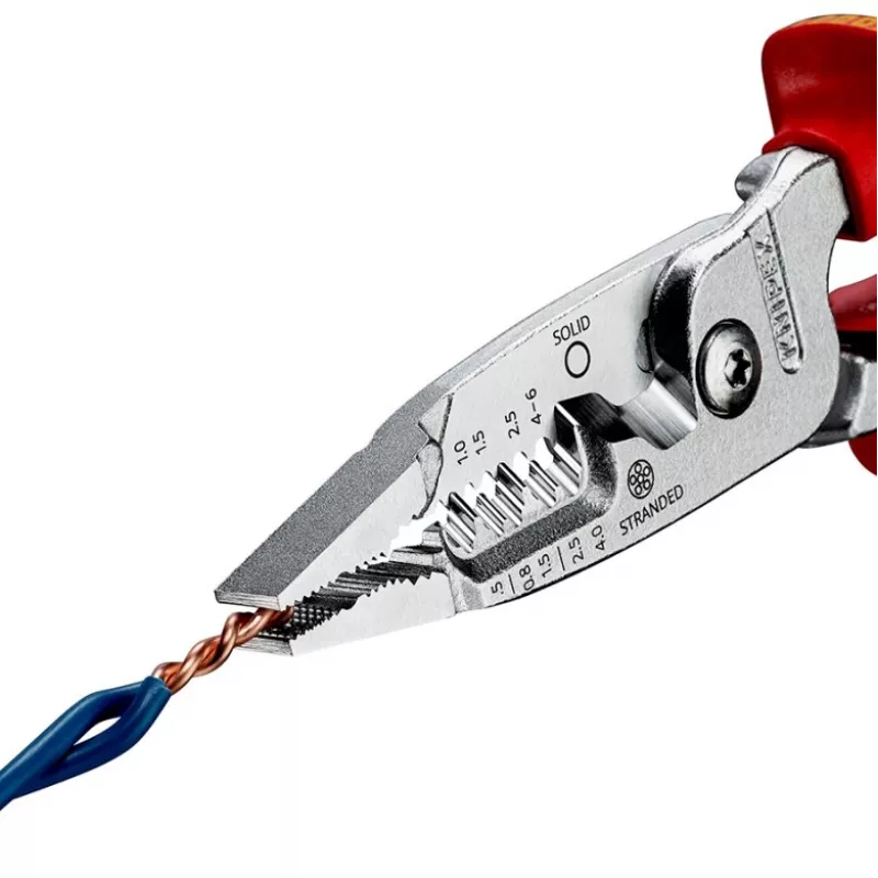 Descarnador de cabos Knipex 13 76 200 ME capacidade de descarnar 6 mm vermelho aço inoxidável amarelo
