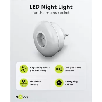 Luz noturna LED Goobay para tomadas (64566)