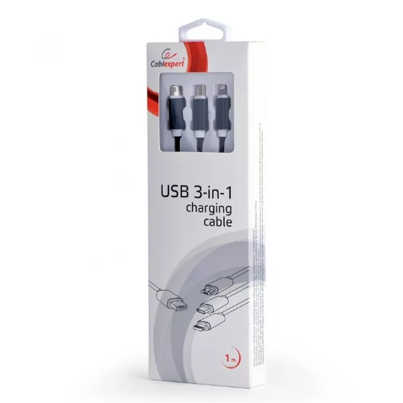 Cabo USB 2.0 Gembird CC-USB2-AM31-1M — conector USB A, 1 m, preto