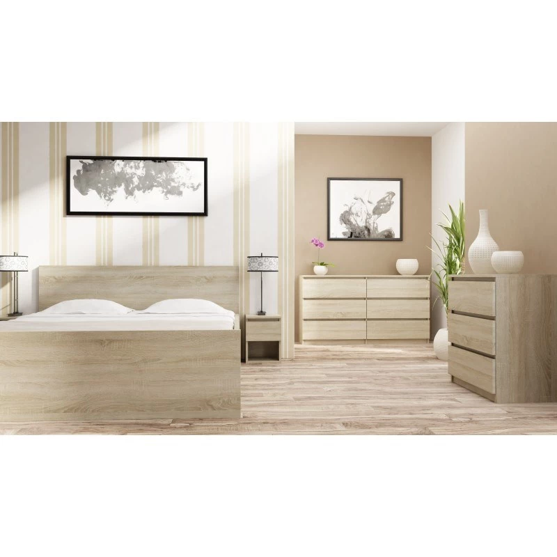 Mesa de cabeceira top e shop M2 SONOMA — mesa de cabeceira com 2 gavetas, carvalho, 300×300×400 mm