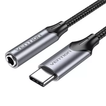 Adaptador de áudio Vention BGMHF USB-C para jack de 3,5 mm, cabo de 1 m, cinzento