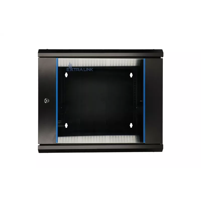 Extralink caixa rack 9U 600x600 AZH preto montado na parede, tipo oscilante