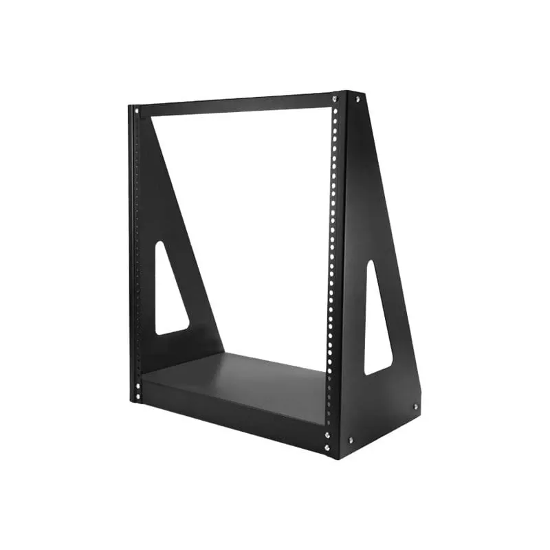 StarTech.com rack de servidor de secretária 2-Post 12U Heavy-Duty, pequena estrutura de rack de computador aberta de 19 polegadas, rack de rede compacto para equipamento AV/estúdio/dados/IT, em conformidade TAA – rack de dois postes autónomo para casa/escritório
