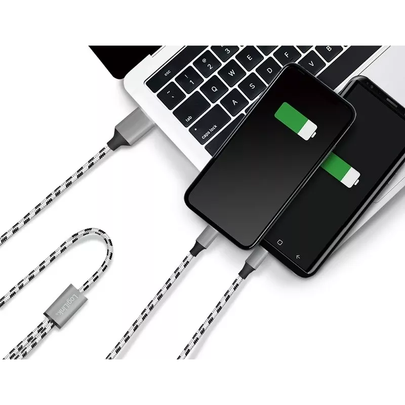 Cabo USB LogiLink CU0202 USB 2.0 1,2 m USB A USB C/Micro-USB A cinzento