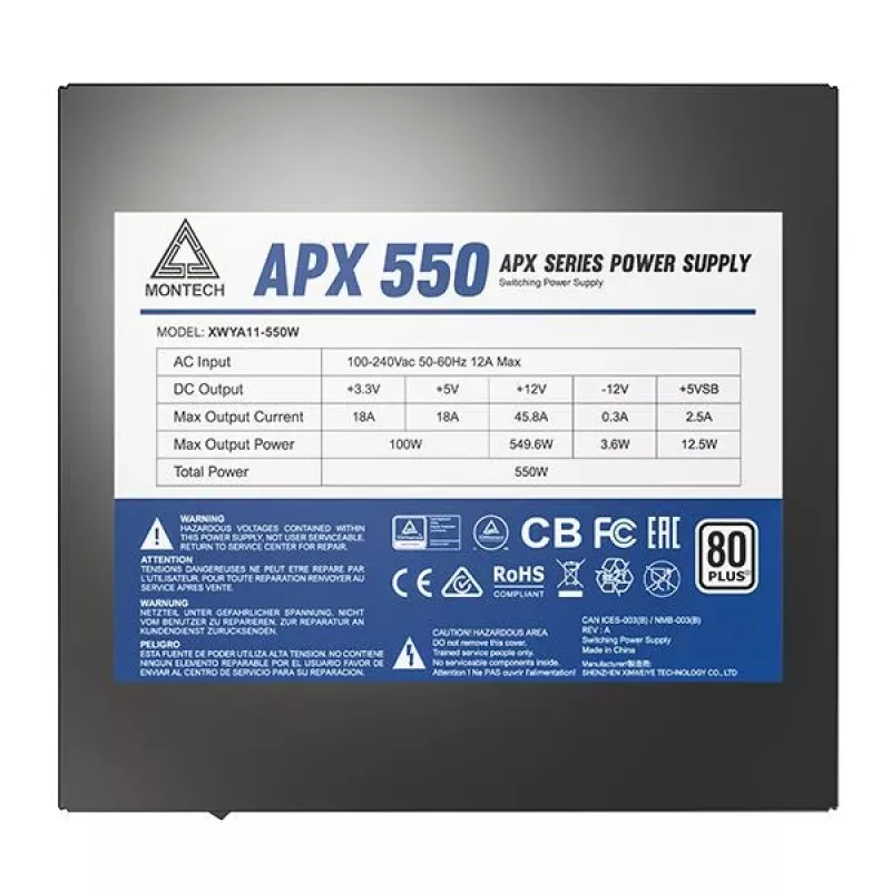 Fonte de alimentação Montech APX550 550 W 20+4 pin ATX ATX preto