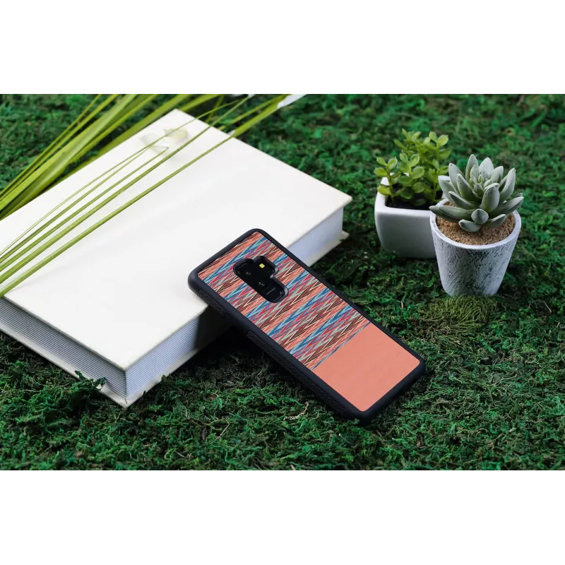 Capa para smartphone Man and Wood para Samsung Galaxy S9 Plus — padrão xadrez castanho com rebordo preto
