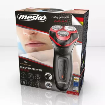 Máquina de barbear Mesko MS 2926 para homem rotativa aparadora preta, vermelha