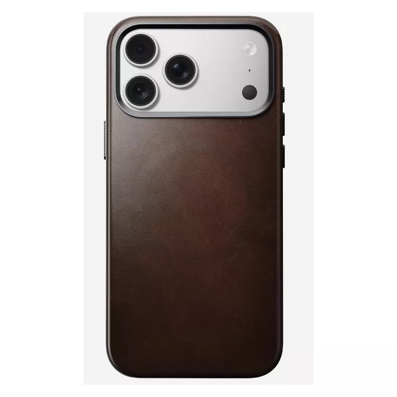 Capa para telemóvel Nomad Traditional Leather Case para iPhone 17 Pro Max, couro/alumínio/microfibra, compatível com 6,9 polegadas (castanho)