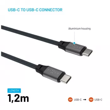 Cabo magnético trançado USB-C para USB-C FIXED FIXDBM-CC12-GR, USB 2.0, 1,2 m, cinzento