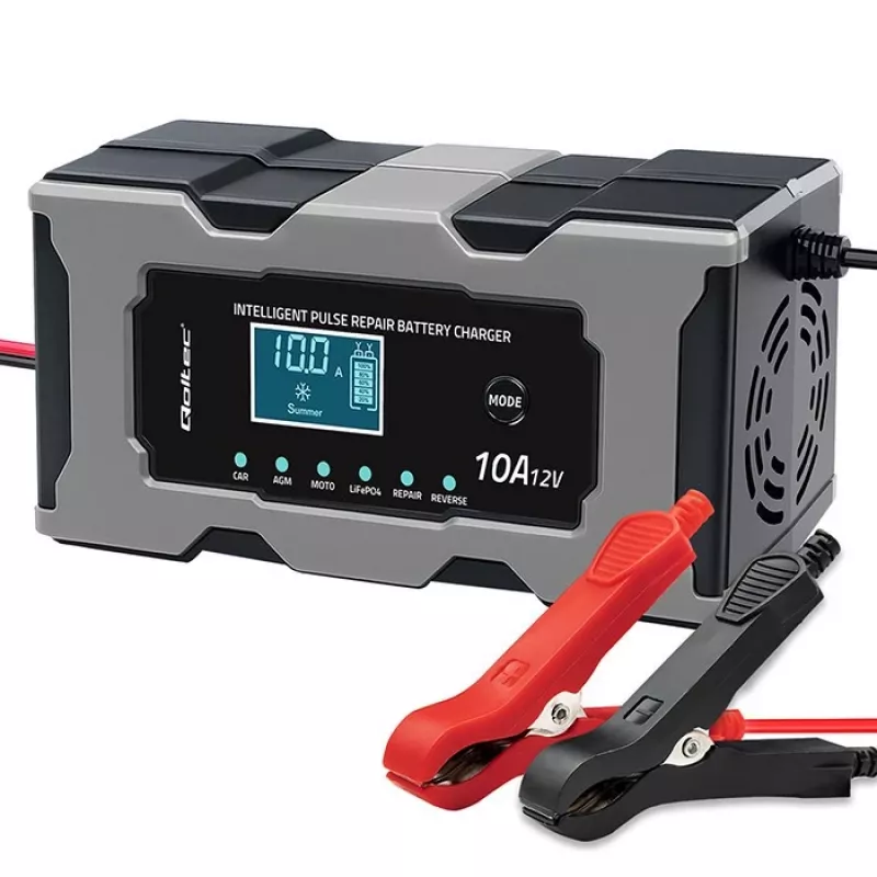 Carregador QOLTEC 52493 12V 10A com função de reparação para baterias AGM