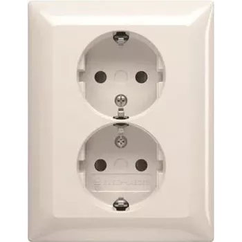 Tomada dupla SCHUKO BUSCH JAEGER BJ 202 EUJB-914 com placa de cobertura completa