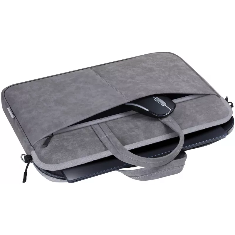 Mala toploader DEFENDER Solid para portáteis de 15,6 polegadas, poliuretano, cinzento, pega de transporte, alça removível
