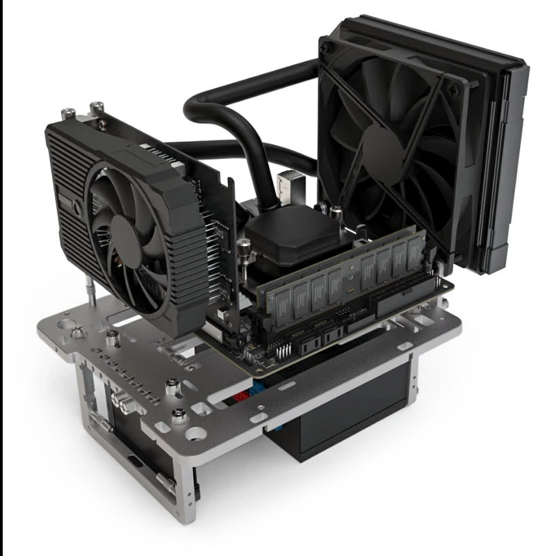 Streacom Benchtable BC1 Mini V2 titânio — benchtable compacta com compatibilidade ATX