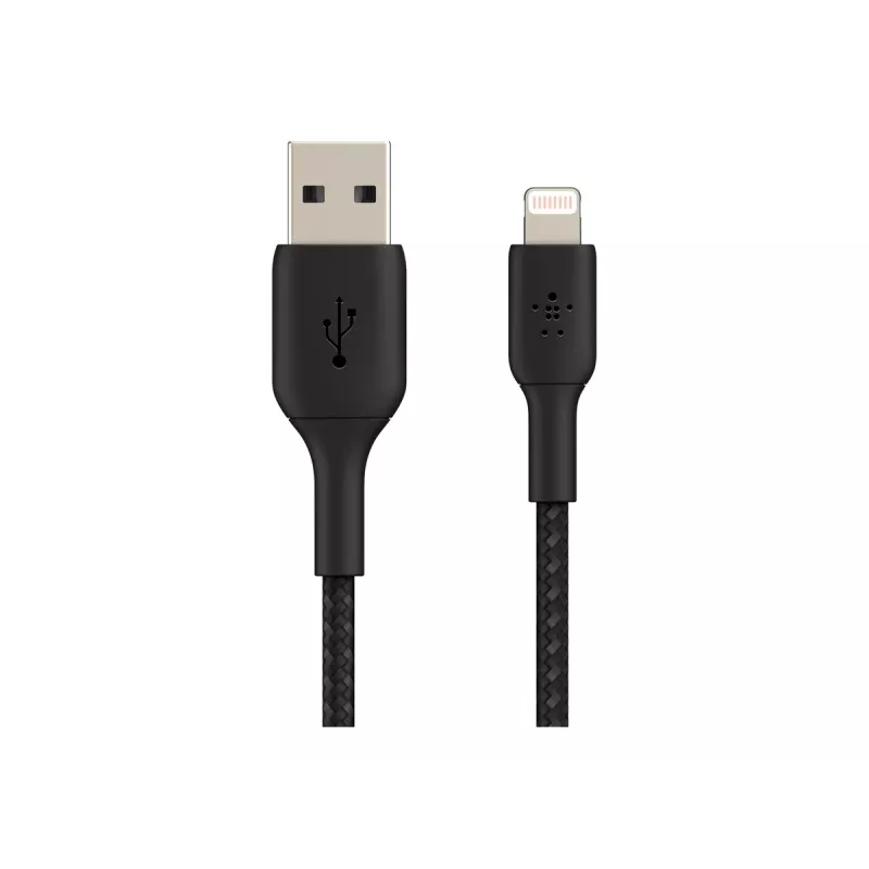 Cabo entrançado USB-Lightning 15 cm preto
