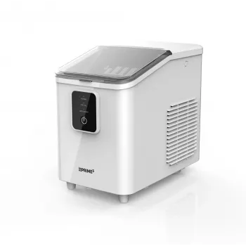 Máquina de gelo portátil PRIME3 SIM31 — depósito de 1,7 L, 12 kg/24h, 120 W, R600A, prateado