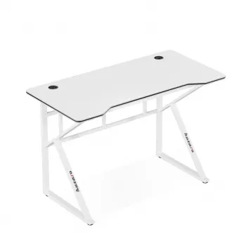 Mesa gaming huzaro Hero 1.6 branca — tampo reto MDF/carbono 1200×600 mm, estrutura metálica, 750 mm de altura