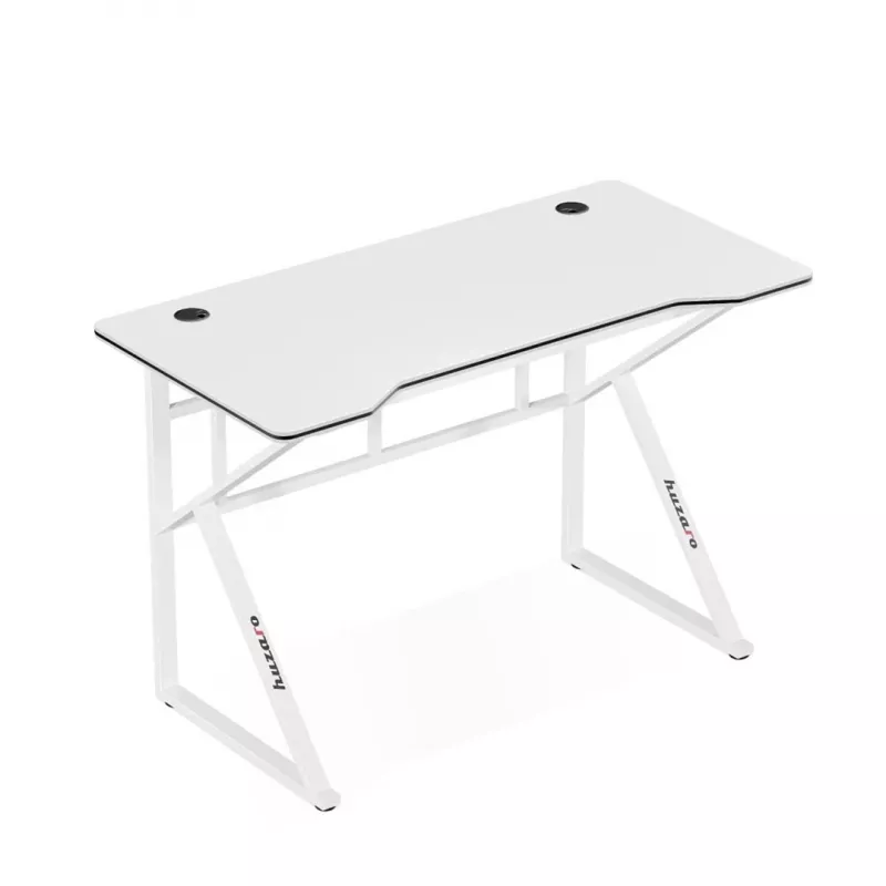 Mesa gaming huzaro Hero 1.6 branca — tampo reto MDF/carbono 1200×600 mm, estrutura metálica, 750 mm de altura