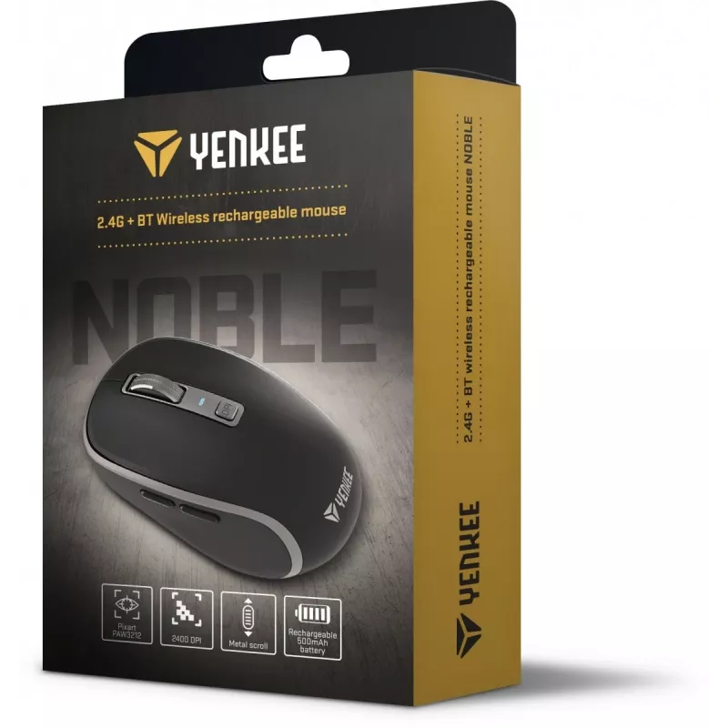 Rato sem fios Dual WiFi+Bluetooth, bateria recarregável, 5 botões