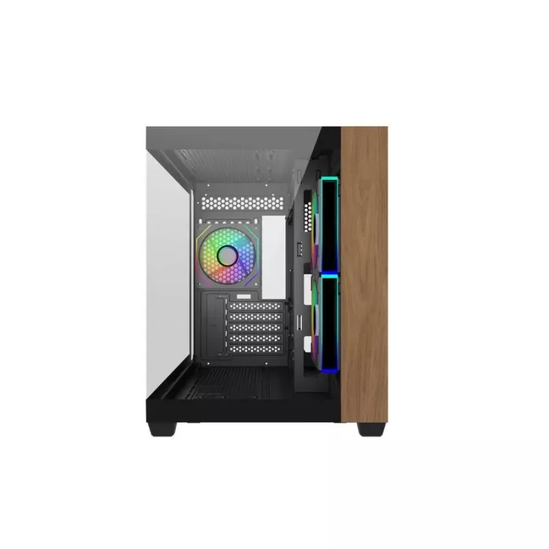 Caixa de PC Cooler Master Elite 481 Wood — mATX de câmara dupla com design em madeira natural e dois painéis de vidro temperado