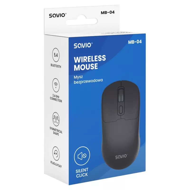 Rato Savio MB-04 universal ambidestro Bluetooth IR LED 1600 DPI
