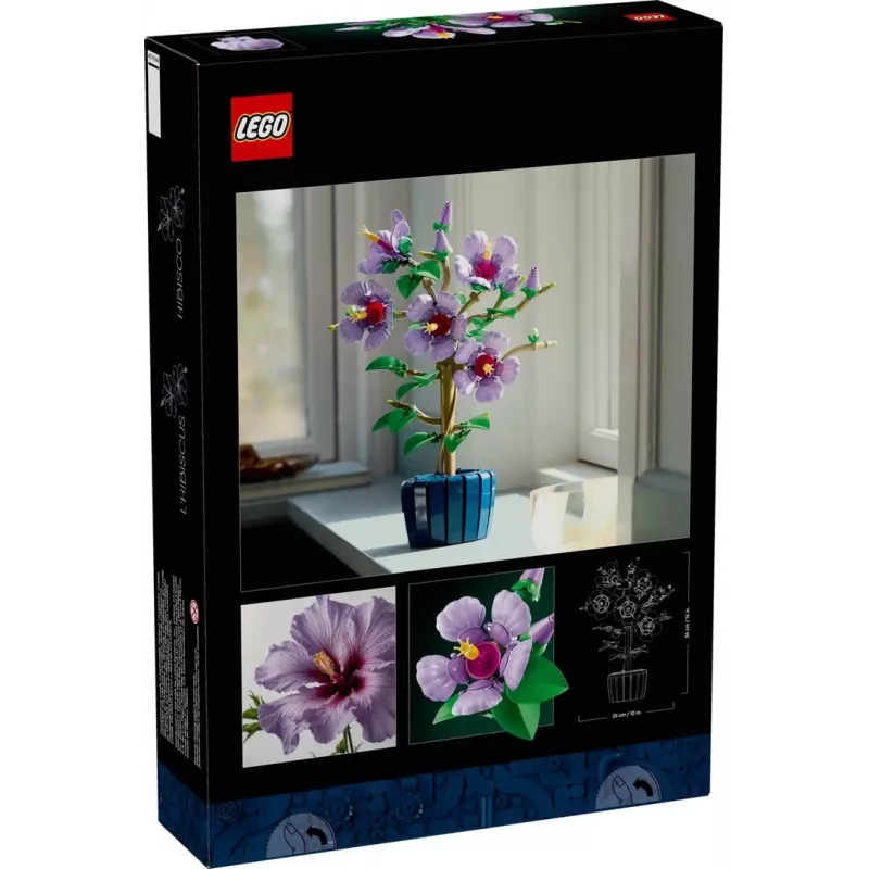 Conjunto de construção LEGO Botanical Hibiscus Flower 10372 – 660 peças, modelo de exposição, 250×360×130 mm
