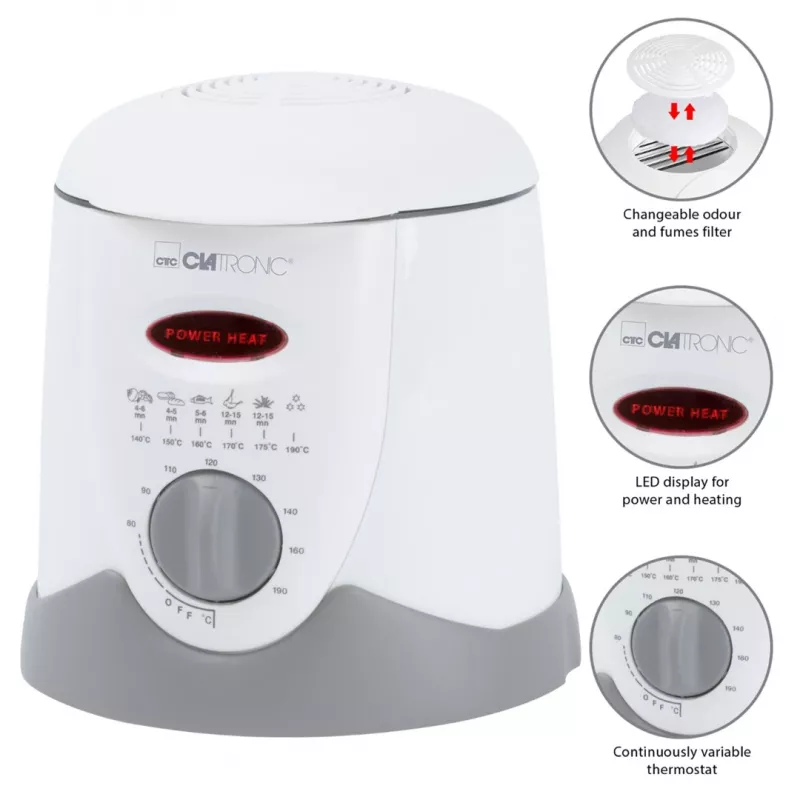 Fritadeira Clatronic FFR 2916 Single 1 L de bancada 900 W cinzenta, branca
