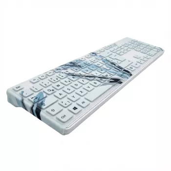 Teclado plano higiénico MANMACHI Drape Very Cool branco — layout DE
