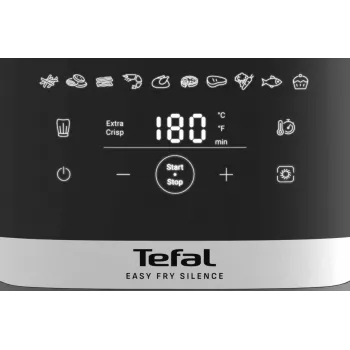 Fritadeira Tefal Easy Fry Silence EY551HE0 Individual 5 L Autónoma Fritadeira de ar quente Preto, Cinzento, Aço inoxidável