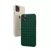 Capa protetora Devia para iPhone 11 Pro Max com padrão tecido, verde
