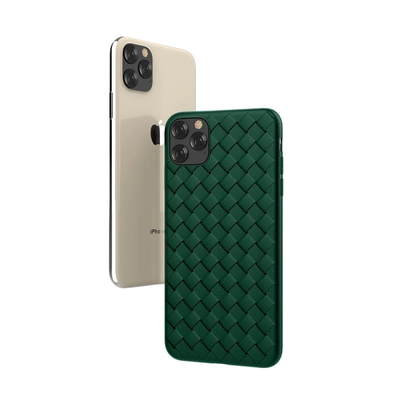 Capa protetora Devia para iPhone 11 Pro Max com padrão tecido, verde