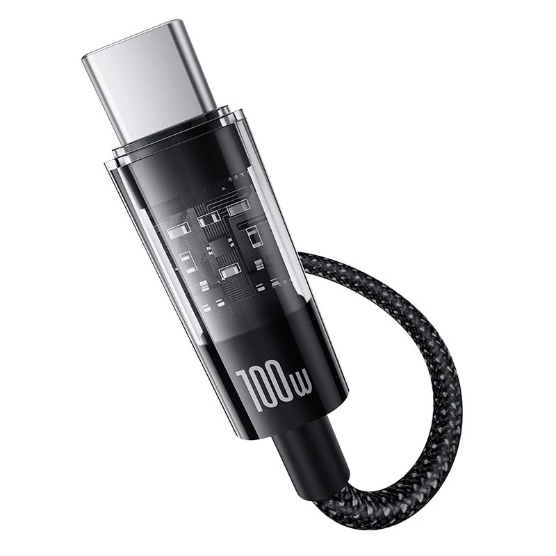 Cabo USB-A para USB-C Baseus Gem 1m 100W carregamento rápido, revestimento de nylon, preto