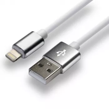 Cabo everActive USB Lightning 1 m - branco, silicone, carregamento rápido, 2,4A - CBS-1IW