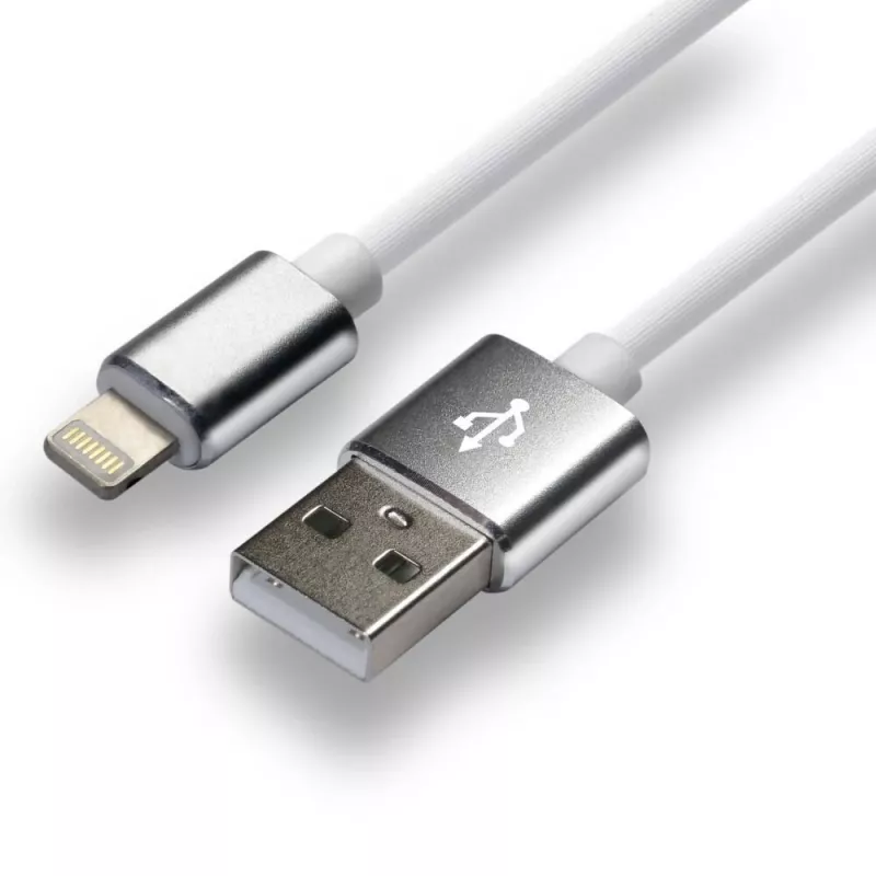 Cabo everActive USB Lightning 1 m - branco, silicone, carregamento rápido, 2,4A - CBS-1IW