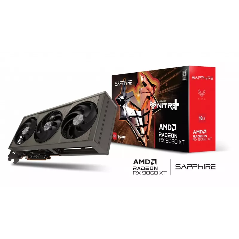 Placa gráfica Sapphire NITRO+ Radeon RX 9060 XT — 16 GB GDDR6, 128-Bit, PCIe x16 5.0