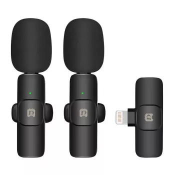 Microfone sem fios Lavalier Puluz PU3150B Lightning Type.