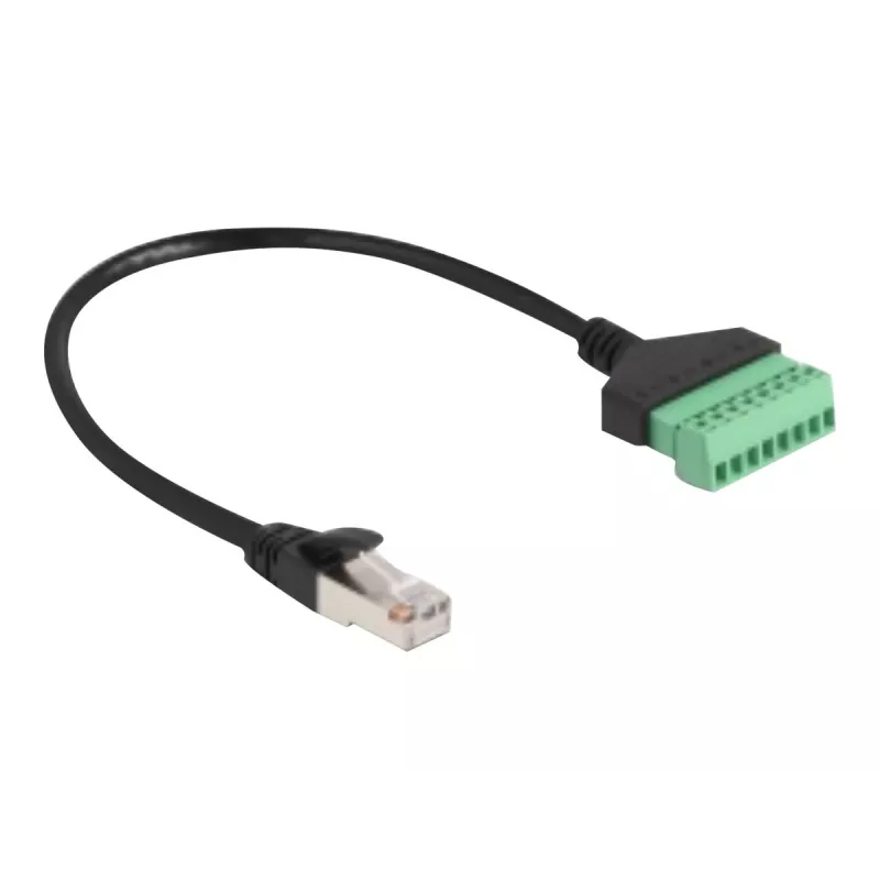 Cabo RJ45 DeLOCK Cat.6 ficha para adaptador de bloco de terminais 30 cm preto verde