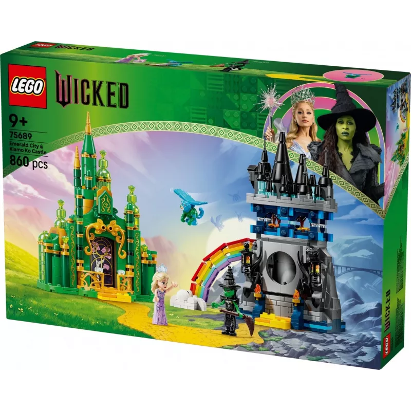 Conjunto LEGO Wicked 75689 — conjunto de brincar Cidade Esmeralda e Castelo Kiamo Ko