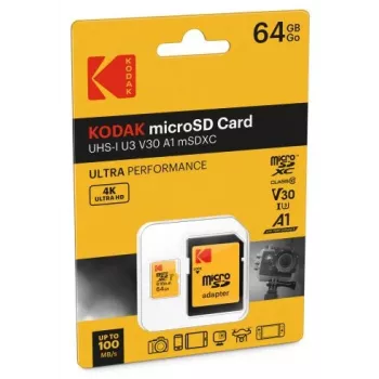 Memória flash Kodak 64GB UHS-I U3 Ultra EKMSDM64GXC10HPRK