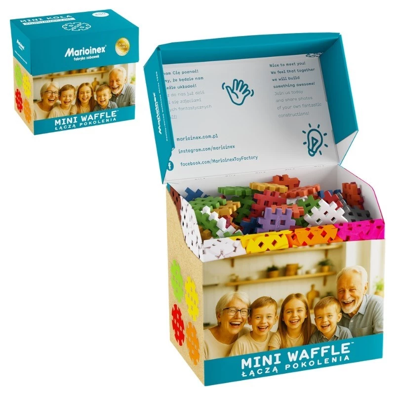 Marioinex Mini Waffle blocos de construção conjunto sénior – 200 peças, multicolorido, idade recomendada 6+