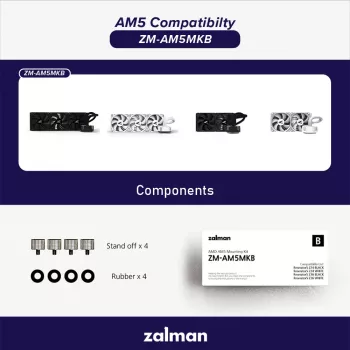 Kit de montagem ZALMAN ZM-AM5MKB para processadores AMD, compatibilidade de socket para placas-mãe AM5/AM4