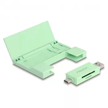 Leitor de cartões DeLOCK 91015 USB 3.2 Gen 1 Type-A/Type-C menta