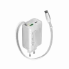 Carregador CANYON OnCharge 65RC com cabo USB-C integrado 65W, 1x PD, 1x QC, ficha EU, branco