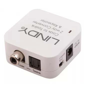 Conversor bidirecional Lindy TosLink (ótico) e coaxial