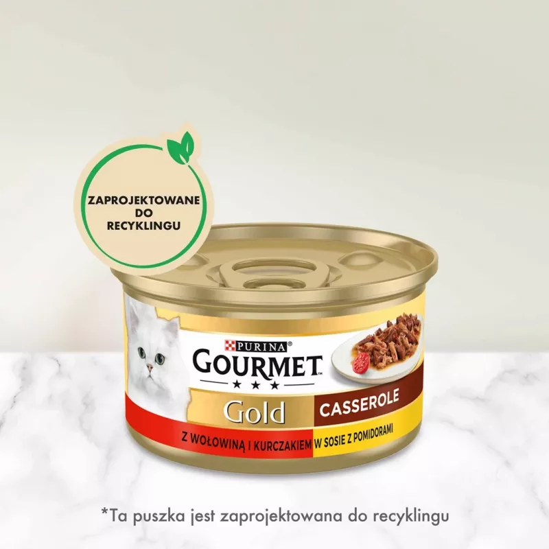 Comida húmida para gatos Gourmet (Purina) Gold 85 g – adulto, vaca e frango