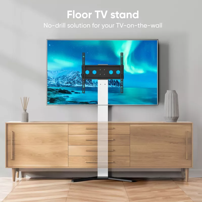 Suporte/base de TV ONKRON TS1140-W para ecrãs de 66–165,1 cm (26–65 polegadas), 35 kg, VESA 100x100–400x400, altura 880–1100 mm, branco