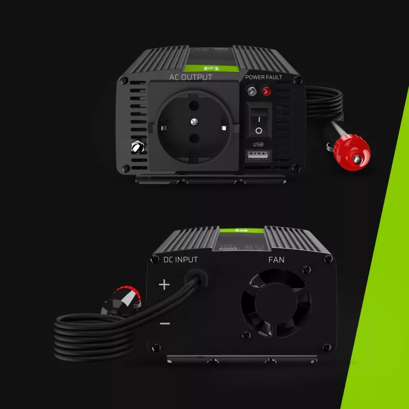 Conversor de tensão automóvel GREEN CELL 12V para 230V 150W/300W onda sinusoidal pura