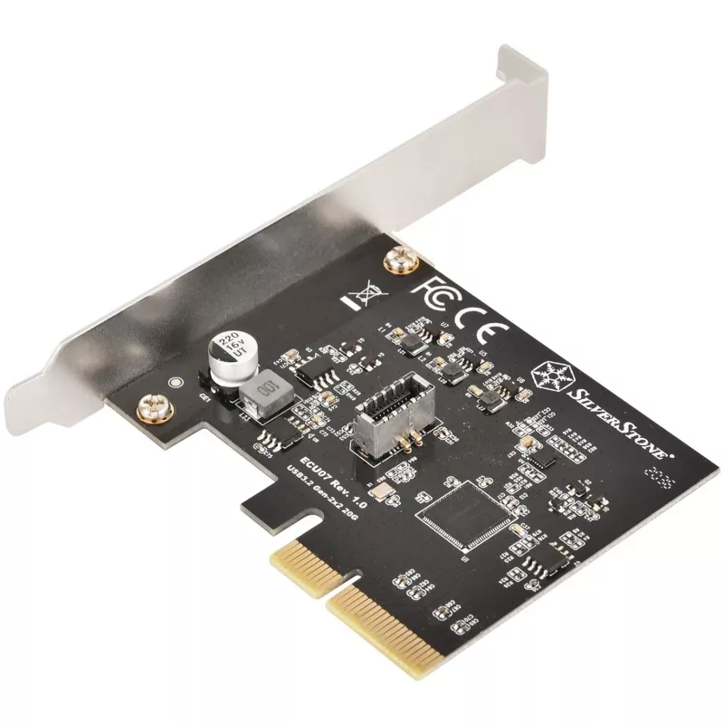 SilverStone SST-ECU07 placa adaptadora PCIe 3.0 x4 USB 3.2 Gen 2x2, 1x USB-C interno, perfil baixo