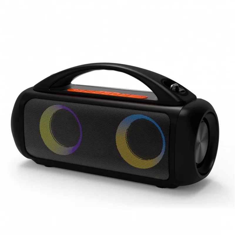 Coluna portátil MEDIA-TECH MT3184 — Bluetooth 5.3, 60W RMS, IPX5, bateria Li-Ion 16h, porta de carregamento USB-C, MicroSD, TWS, microfone, telecomando