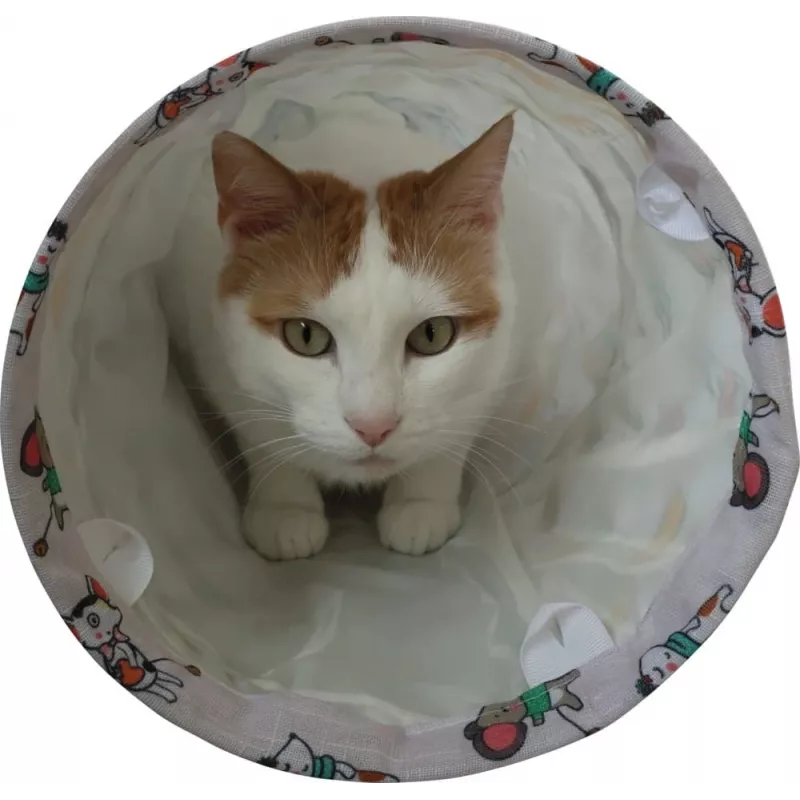 Túnel para gatos ZOLUX CHATOUILLE 100 cm com padrão de gatos e ratos — brinquedo para animais de estimação